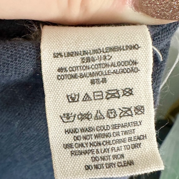 Free People Linen Blend Top Heathered Blue Loose Boho Coastal Top Excellent S - Picture 4 of 4